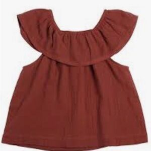 Rust Sleeveless Ruffle Top